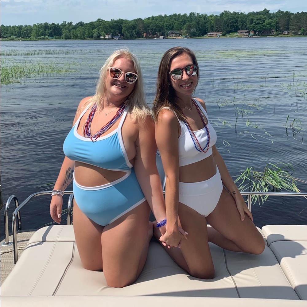 Blue cut out aerie one piece